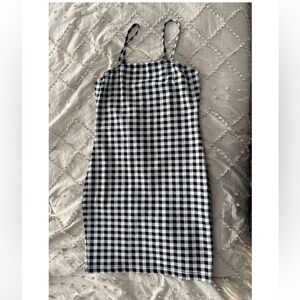 SHEIN Black and White Checkered Mini Dress